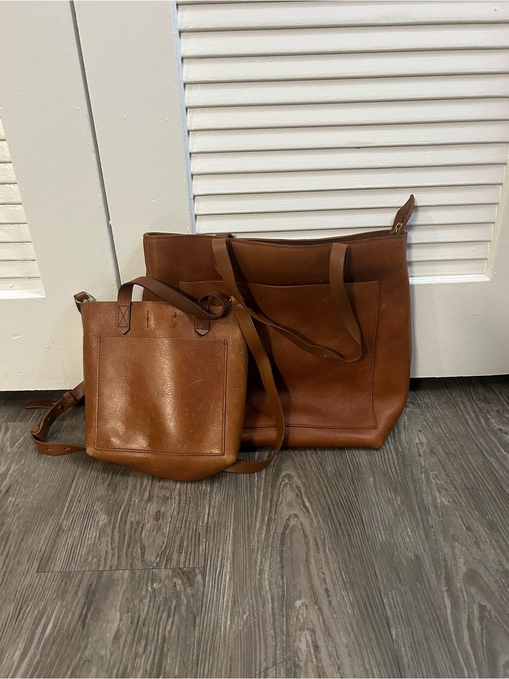 Madewell set of Classic Brown Cow leather/Leather Tote & Crossbody